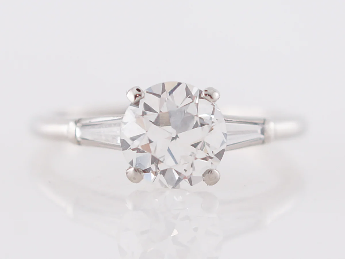 Vintage Engagement Ring Cartier Art Deco GIA 1.27 Old European Cut Diamond in Platinum