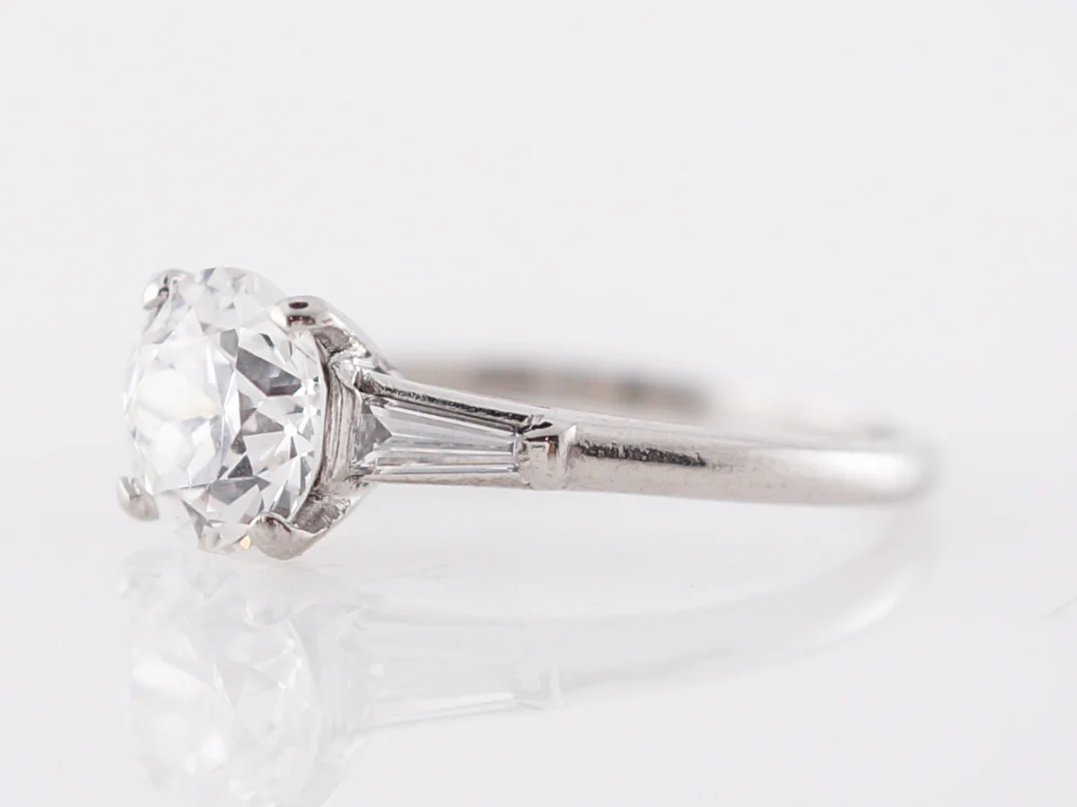 Vintage Engagement Ring Cartier Art Deco GIA 1.27 Old European Cut Diamond in Platinum - Image 3