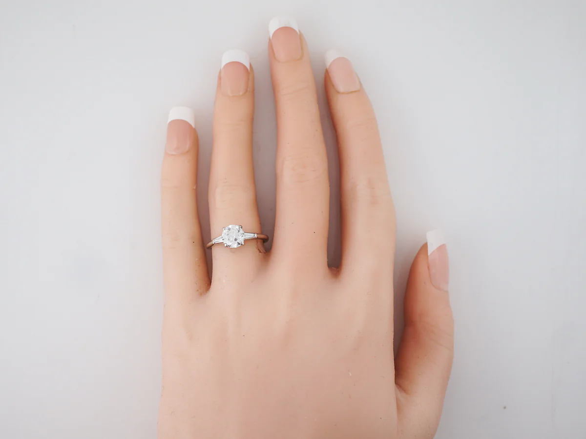Vintage Engagement Ring Cartier Art Deco GIA 1.27 Old European Cut Diamond in Platinum - Image 6