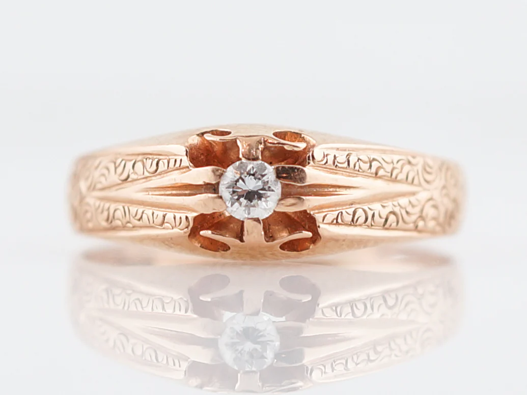 Vintage Engagement Ring Mid-Century .13 Round Brilliant Diamond in 14k Rose Gold