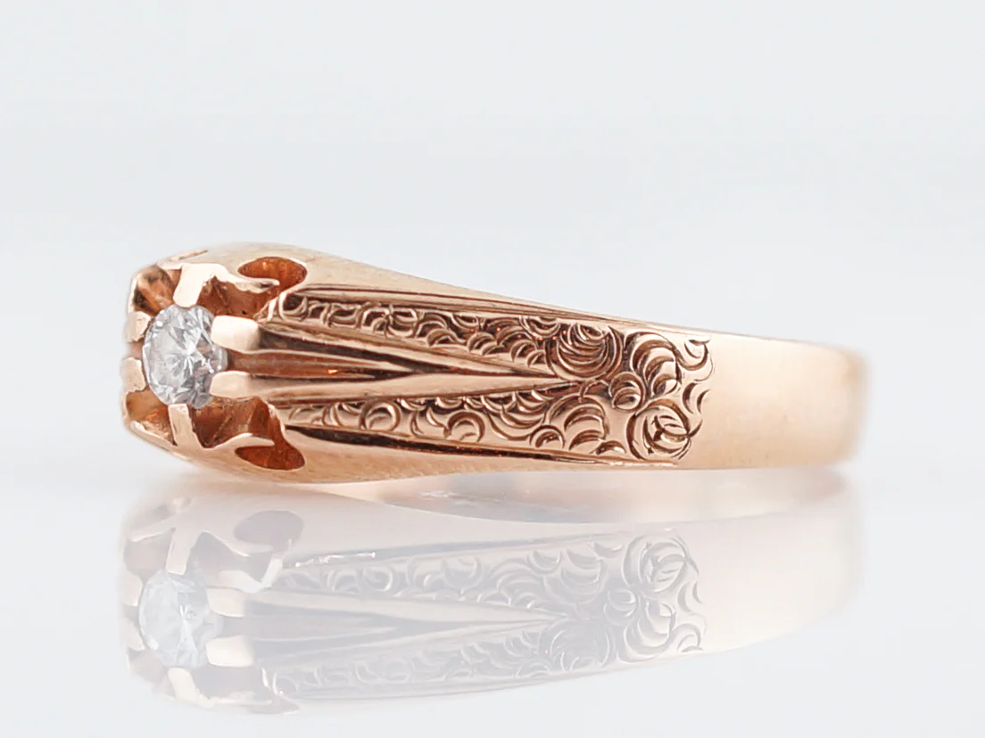 Vintage Engagement Ring Mid-Century .13 Round Brilliant Diamond in 14k Rose Gold - Image 2