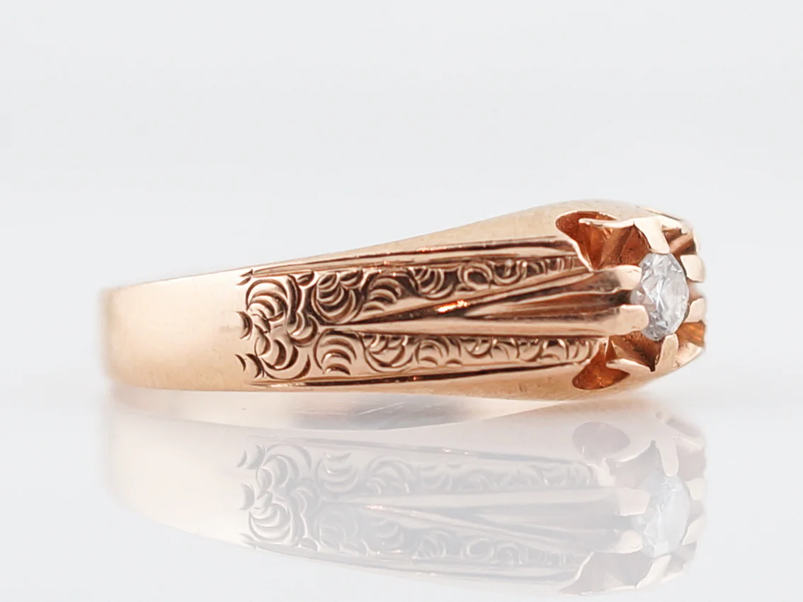 Vintage Engagement Ring Mid-Century .13 Round Brilliant Diamond in 14k Rose Gold - Image 7
