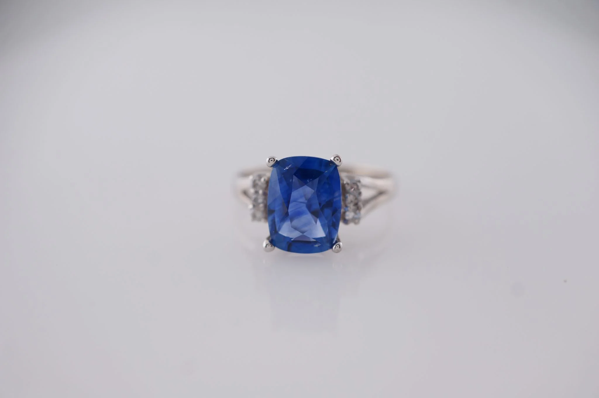 Vintage Engagement Ring Mid-Century 3.32 Oval Cut Sapphire in 14k White Gold - Image 10