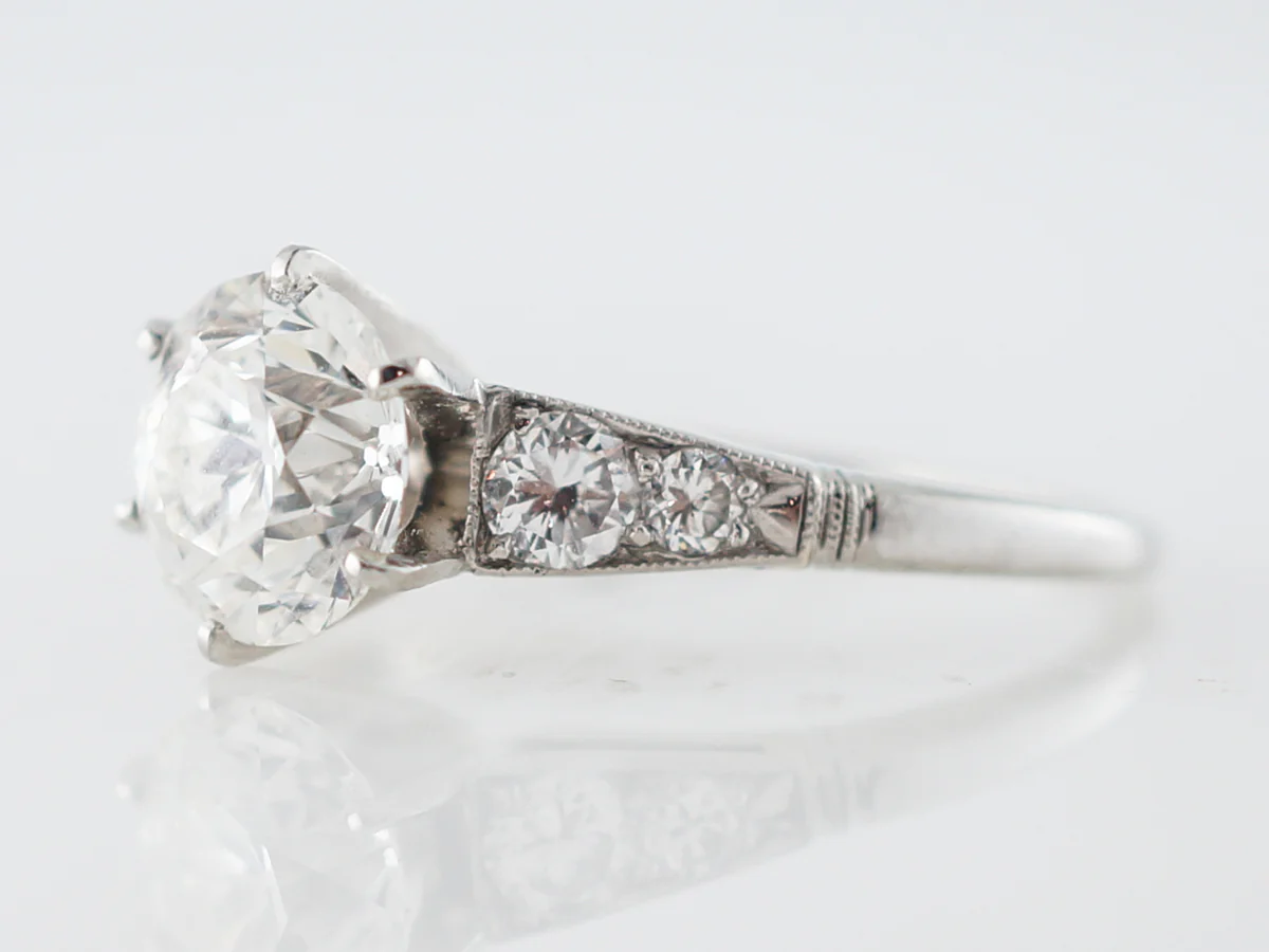 Vintage Engagement Ring Mid-Century GIA 1.87 Old European Cut Diamond in Platinum - Image 2
