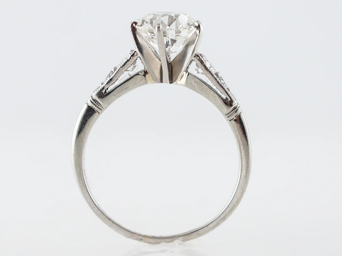 Vintage Engagement Ring Mid-Century GIA 1.87 Old European Cut Diamond in Platinum - Image 4