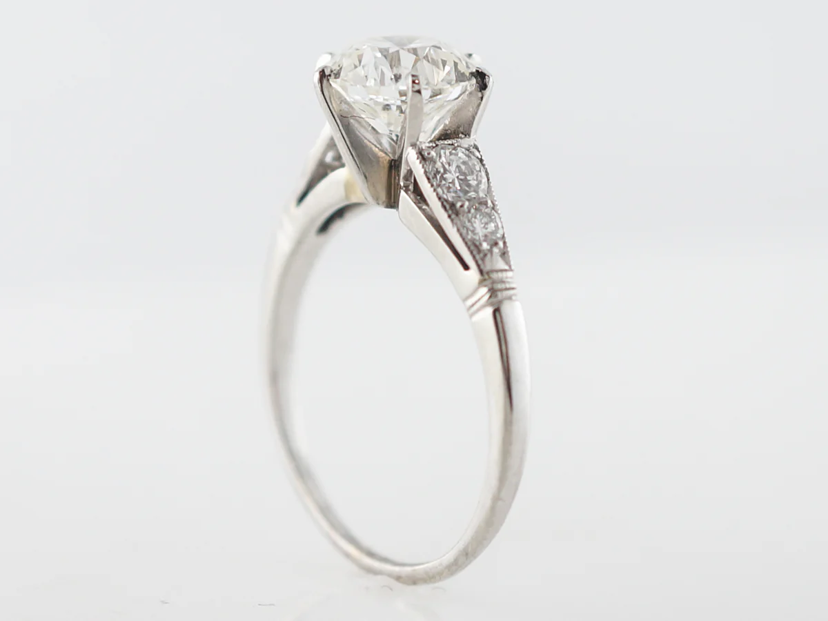 Vintage Engagement Ring Mid-Century GIA 1.87 Old European Cut Diamond in Platinum - Image 5