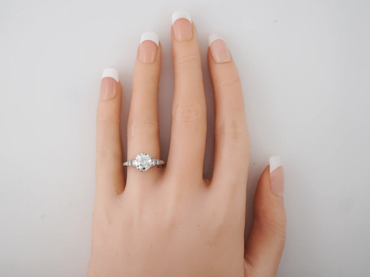 Vintage Engagement Ring Mid-Century GIA 1.87 Old European Cut Diamond in Platinum - Image 6