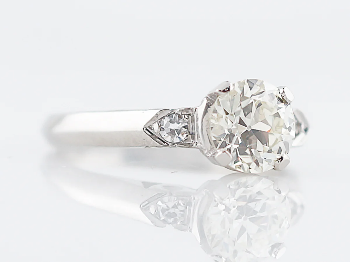 Vintage Engagement Ring Retro .74 Round Brilliant Cut Diamond in Platinum - Image 3