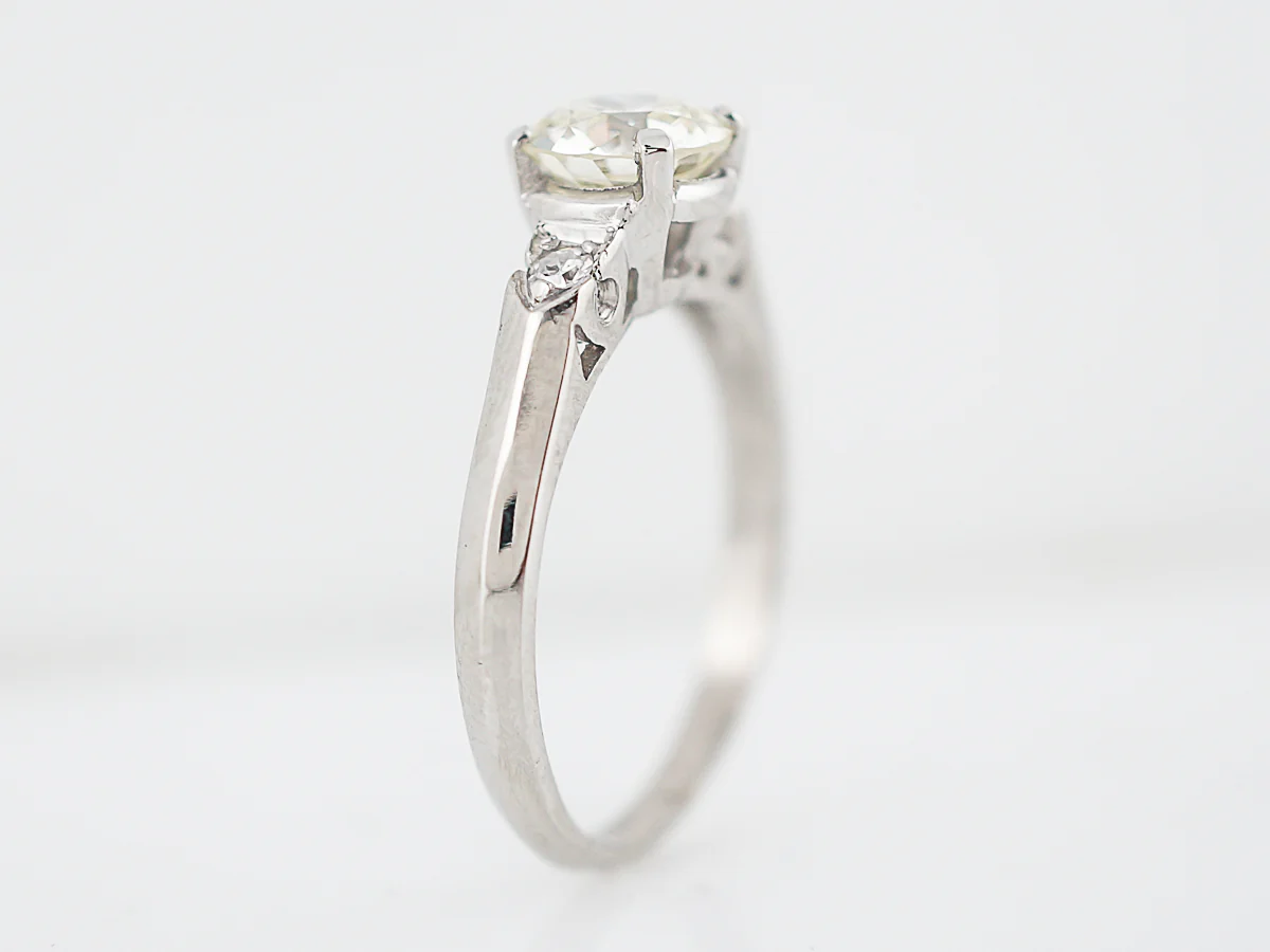 Vintage Engagement Ring Retro .74 Round Brilliant Cut Diamond in Platinum - Image 5