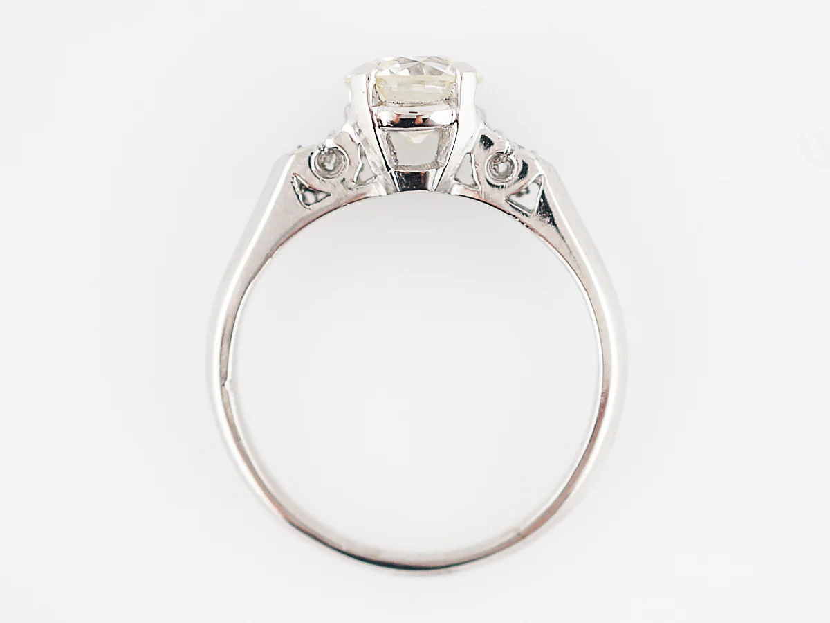 Vintage Engagement Ring Retro .74 Round Brilliant Cut Diamond in Platinum - Image 6