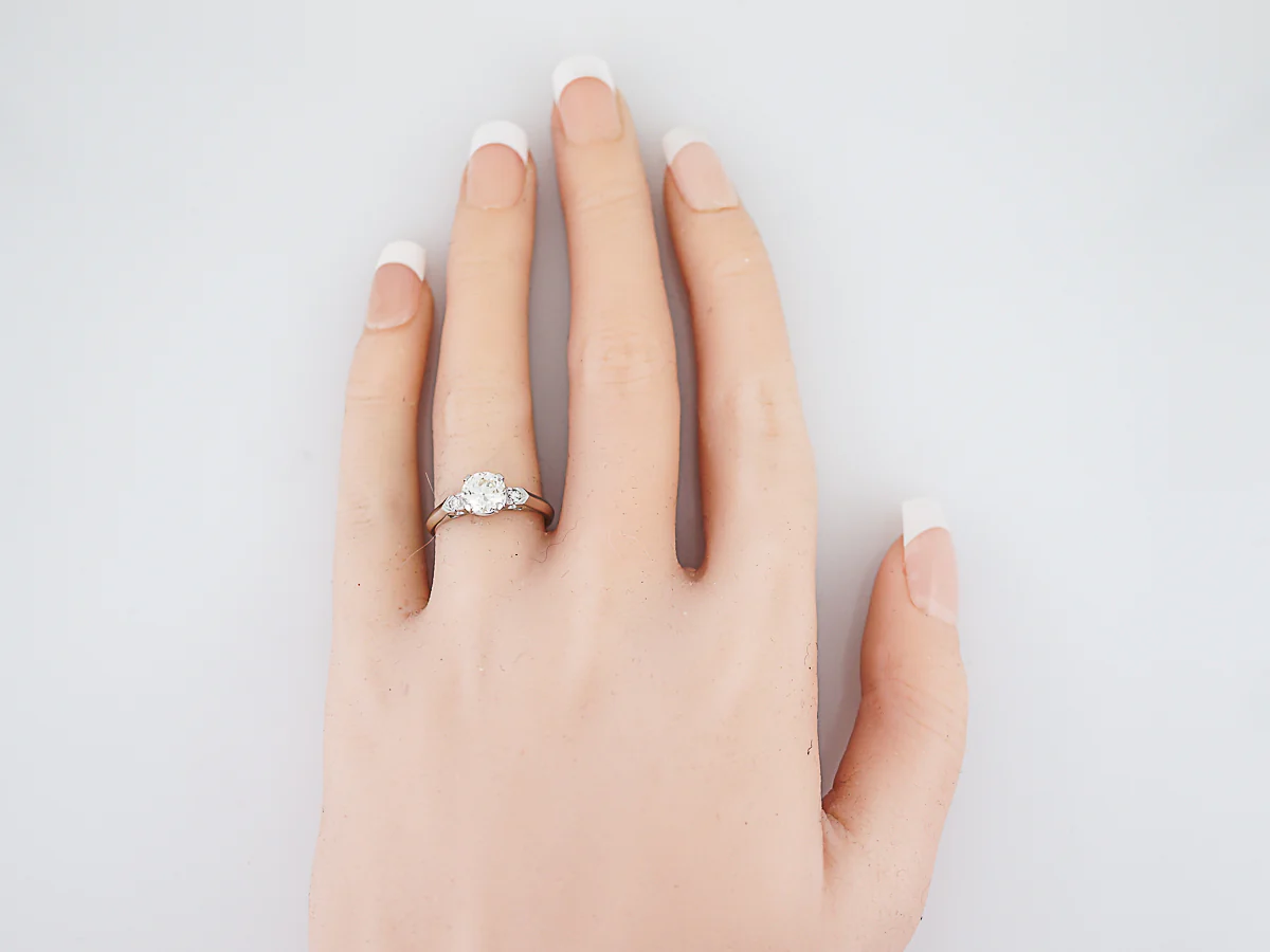 Vintage Engagement Ring Retro .74 Round Brilliant Cut Diamond in Platinum - Image 7
