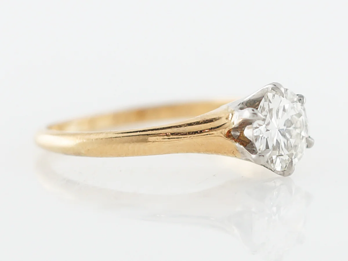 Vintage Engagement Ring Retro GIA .81 Transitional Cut Diamond in 18k Yellow Gold - Image 3