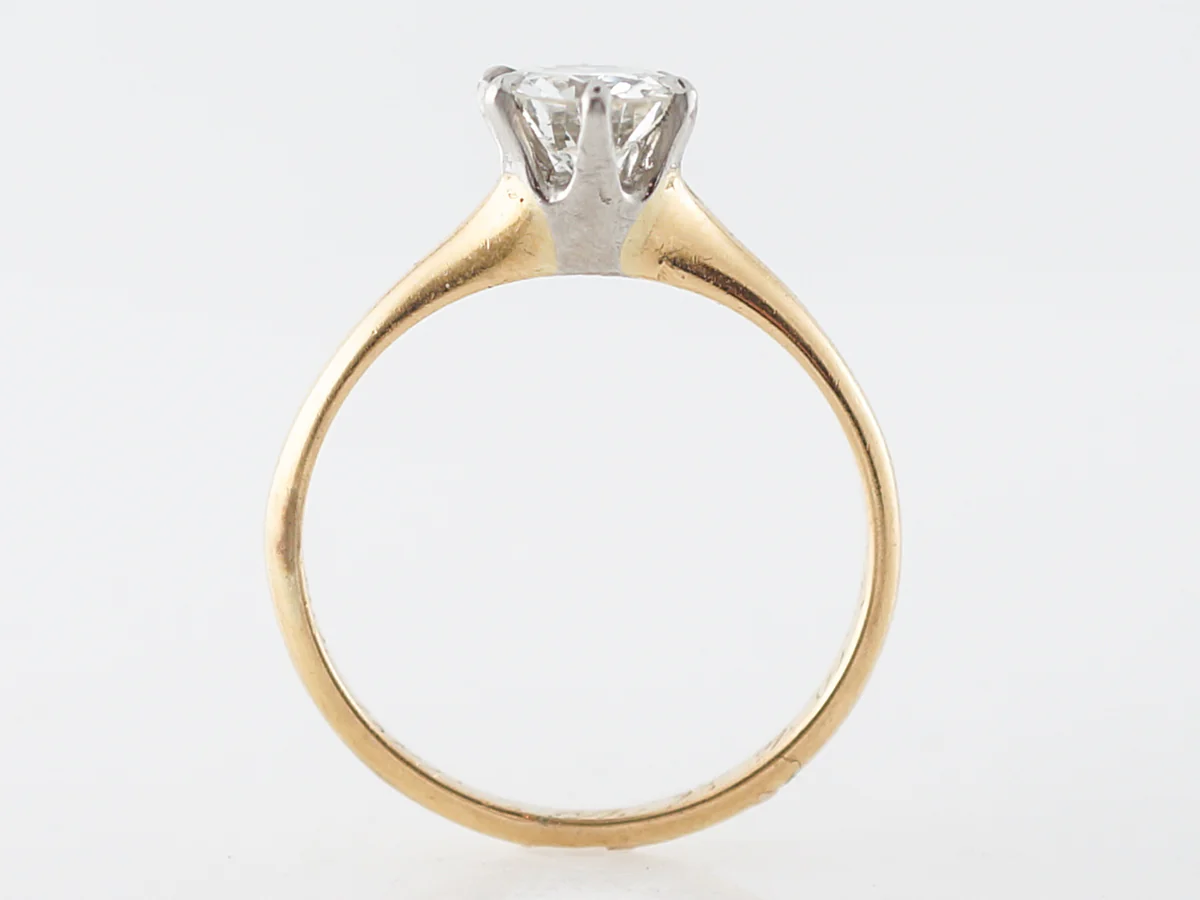 Vintage Engagement Ring Retro GIA .81 Transitional Cut Diamond in 18k Yellow Gold - Image 4