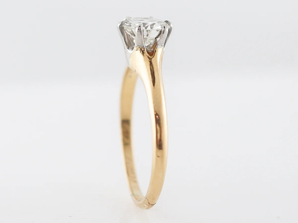 Vintage Engagement Ring Retro GIA .81 Transitional Cut Diamond in 18k Yellow Gold - Image 5