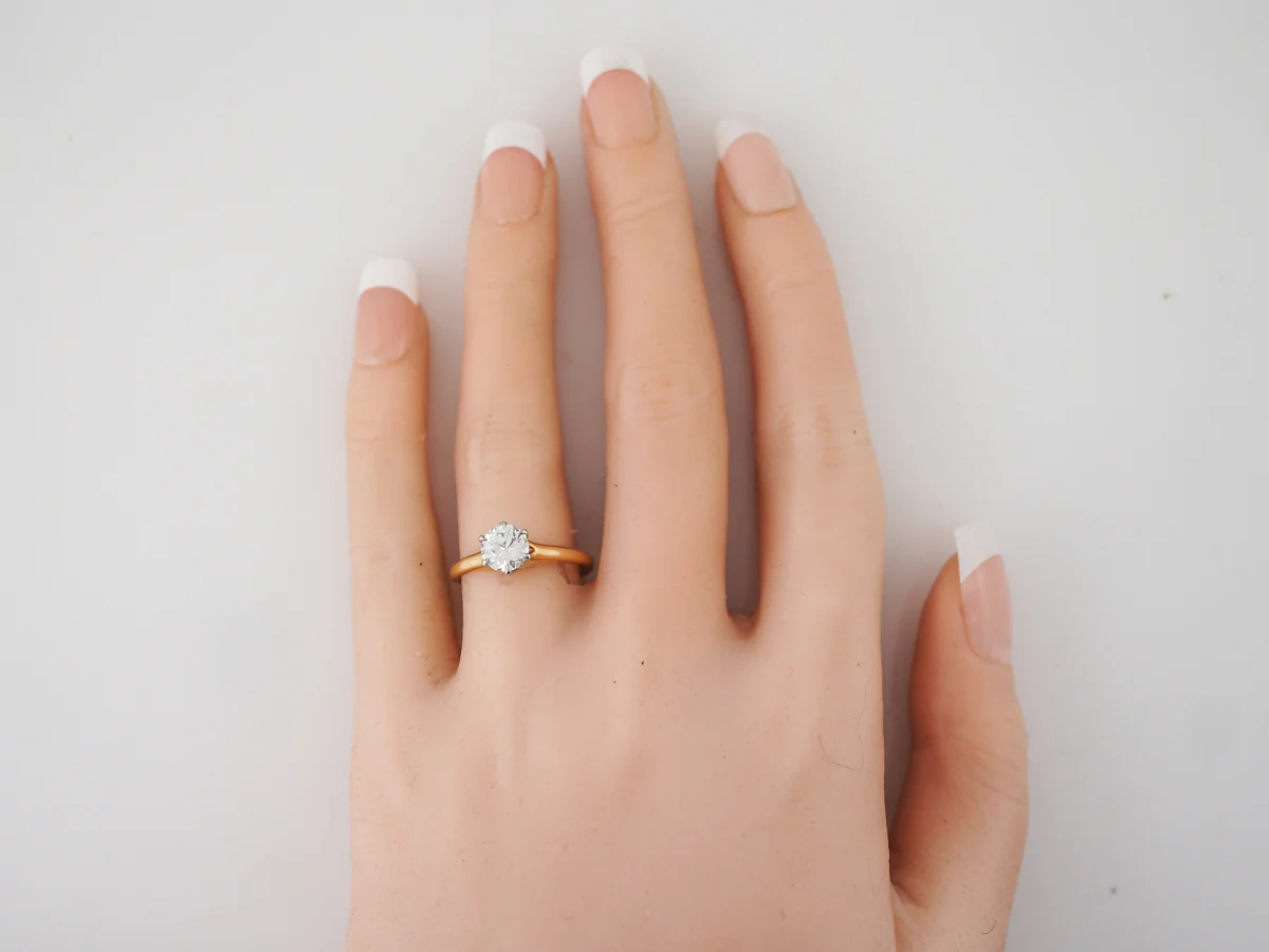 Vintage Engagement Ring Retro GIA .81 Transitional Cut Diamond in 18k Yellow Gold - Image 6