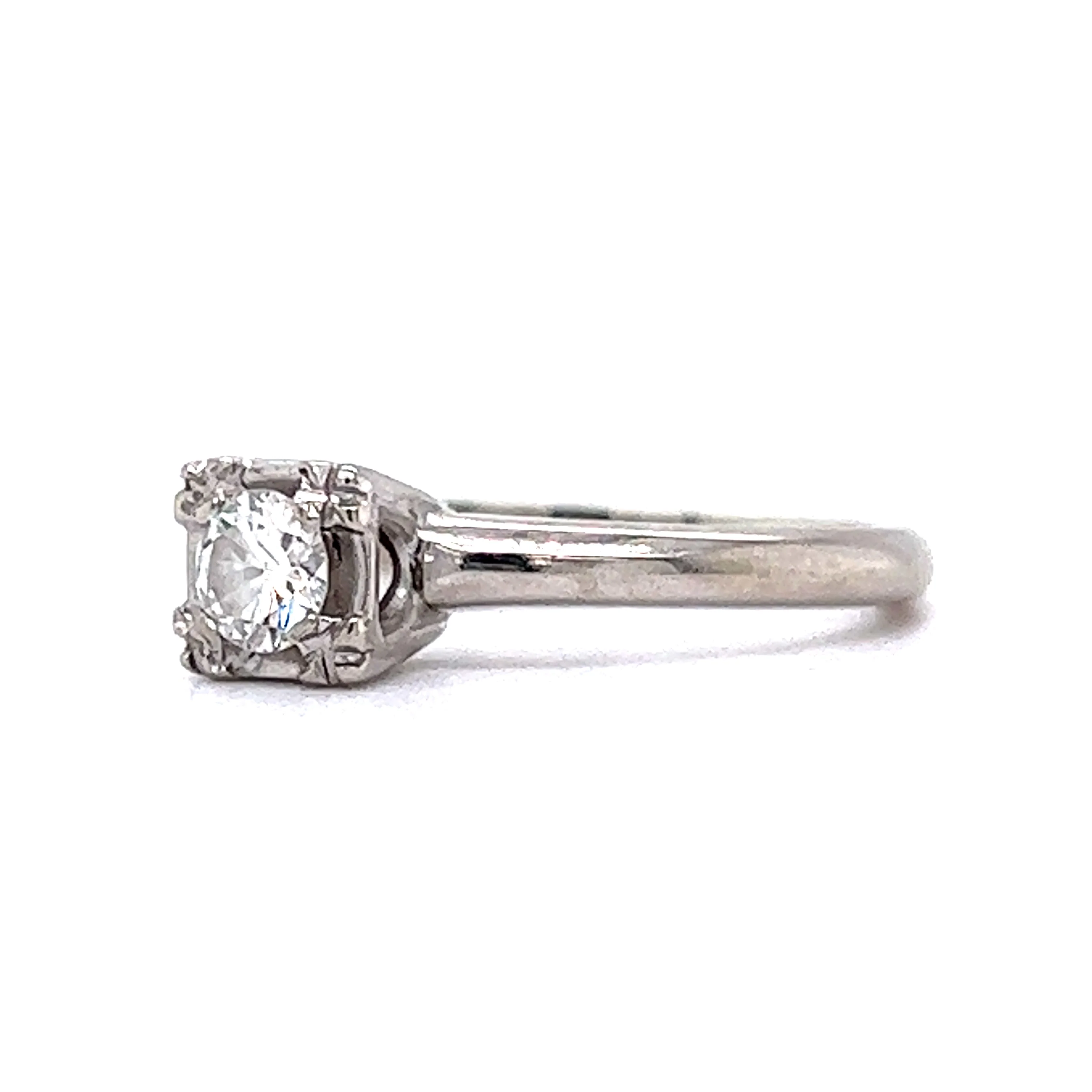 Vintage Engagement Ring Mid-Century .20 Round Brilliant Cut Diamond in 14K White Gold - Image 2