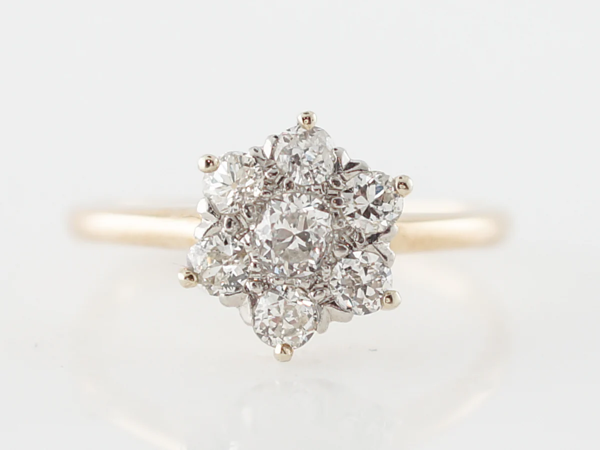 Vintage Engagement Ring Victorian .11 Old European Cut Diamond in 14k Yellow Gold