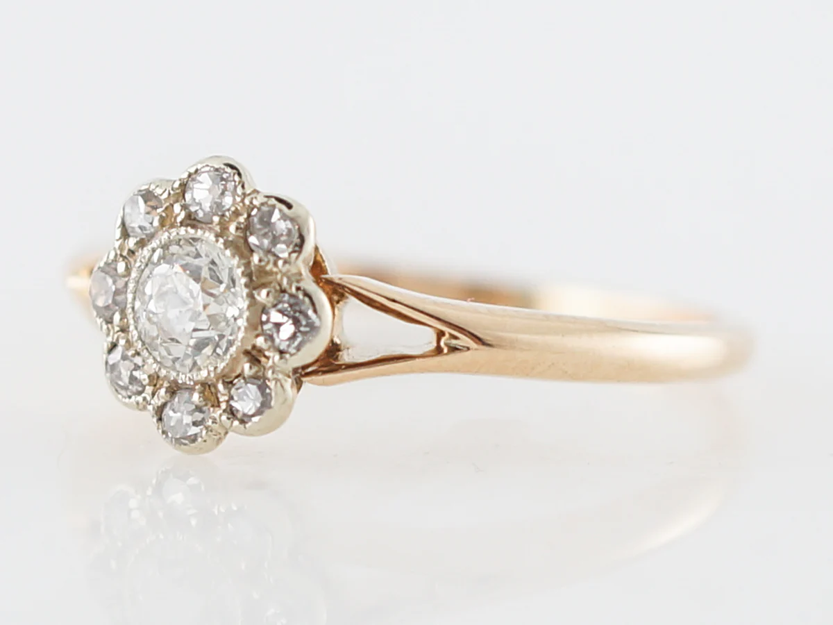 Vintage Engagement Ring Victorian .24 Old European Cut Diamond in 14k Yellow Gold - Image 2