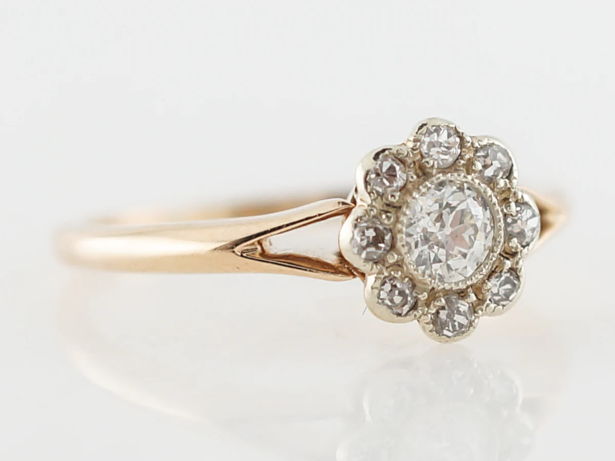 Vintage Engagement Ring Victorian .24 Old European Cut Diamond in 14k Yellow Gold - Image 3