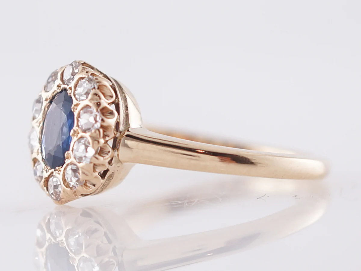 Vintage Engagement Ring Victorian .39 Oval Cut Sapphire in 14k Yellow Gold - Image 2
