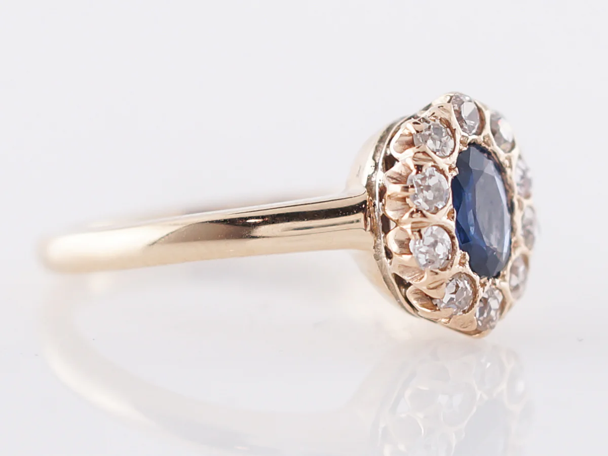 Vintage Engagement Ring Victorian .39 Oval Cut Sapphire in 14k Yellow Gold - Image 3