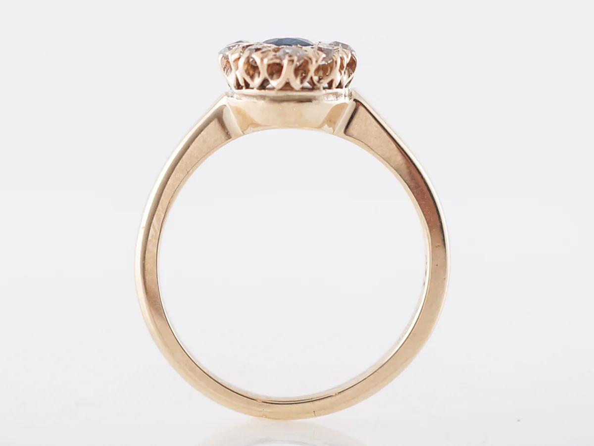 Vintage Engagement Ring Victorian .39 Oval Cut Sapphire in 14k Yellow Gold - Image 4
