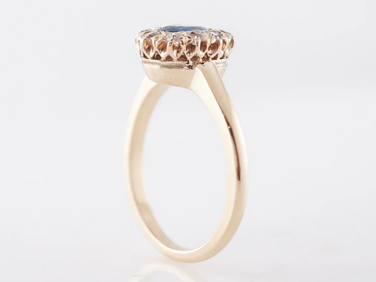 Vintage Engagement Ring Victorian .39 Oval Cut Sapphire in 14k Yellow Gold - Image 5