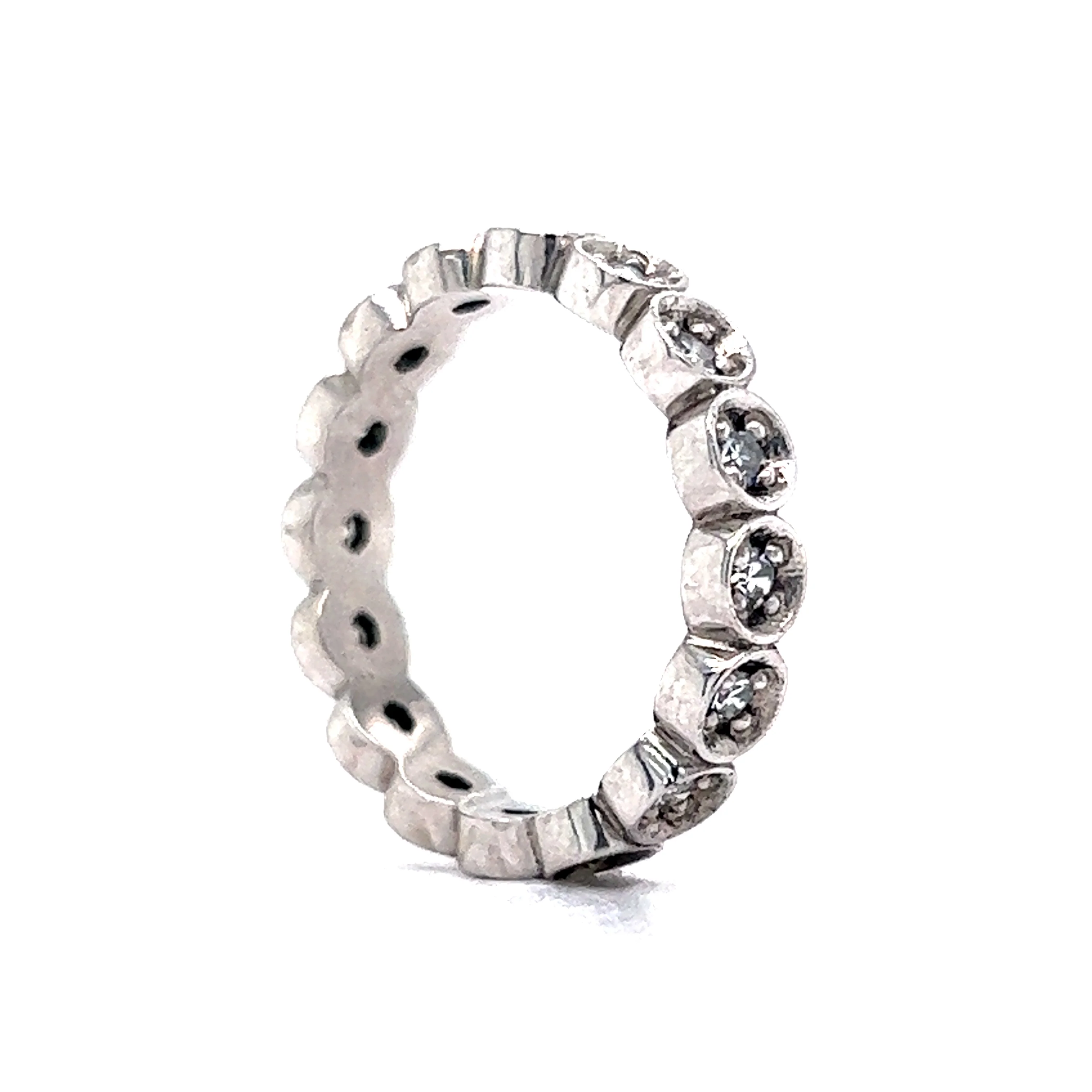 Vintage Eternity Wedding Band Mid-Century .48 Single Cut Diamonds in 14K White Gold - Image 5