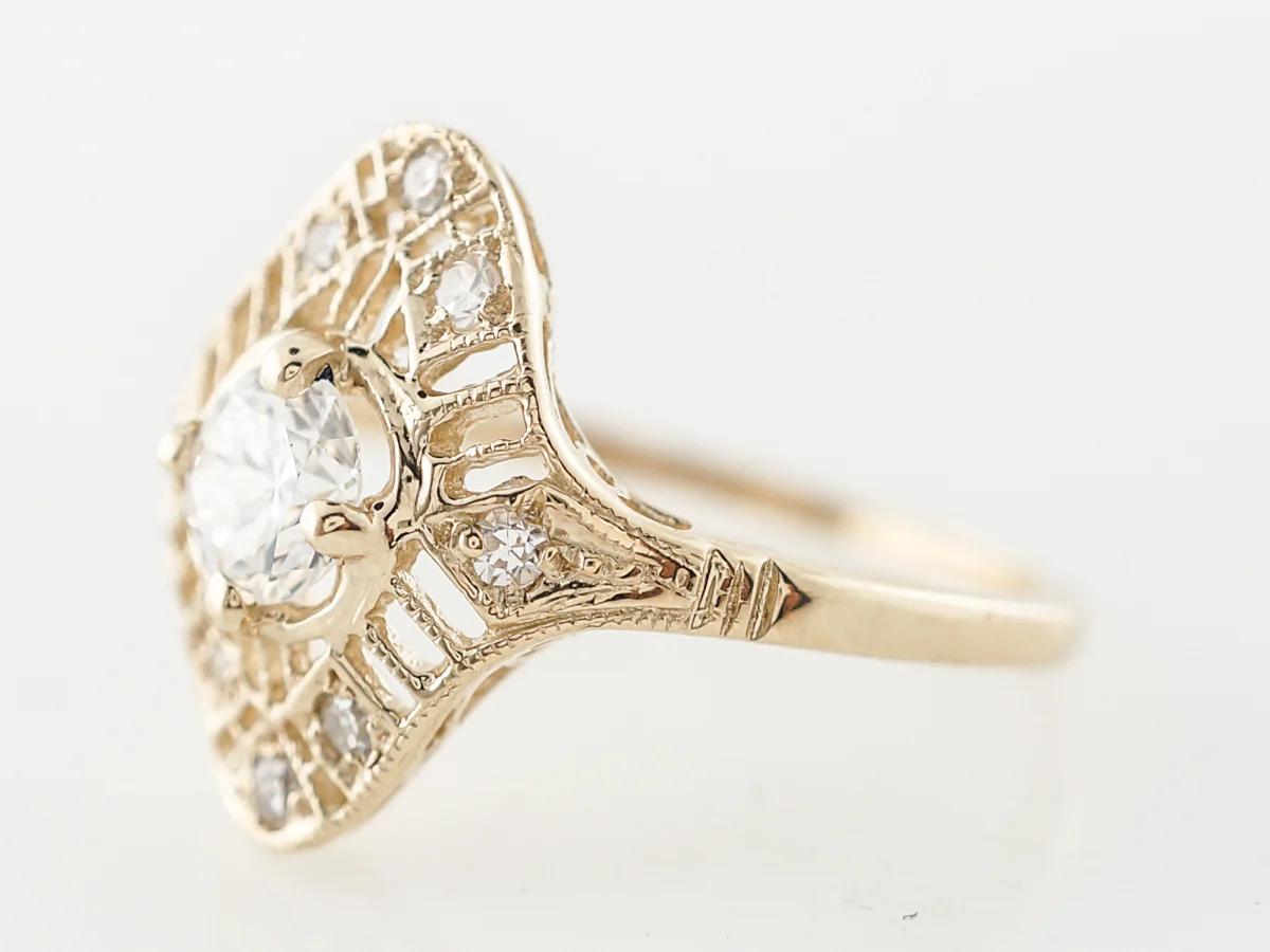 Vintage European Diamond Engagement Ring in Yellow Gold - Image 2