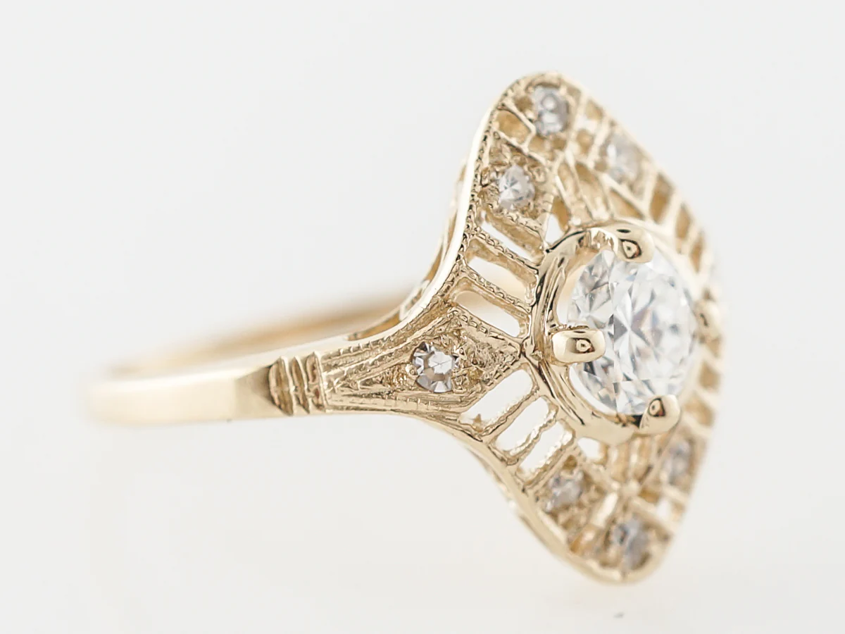 Vintage European Diamond Engagement Ring in Yellow Gold - Image 3