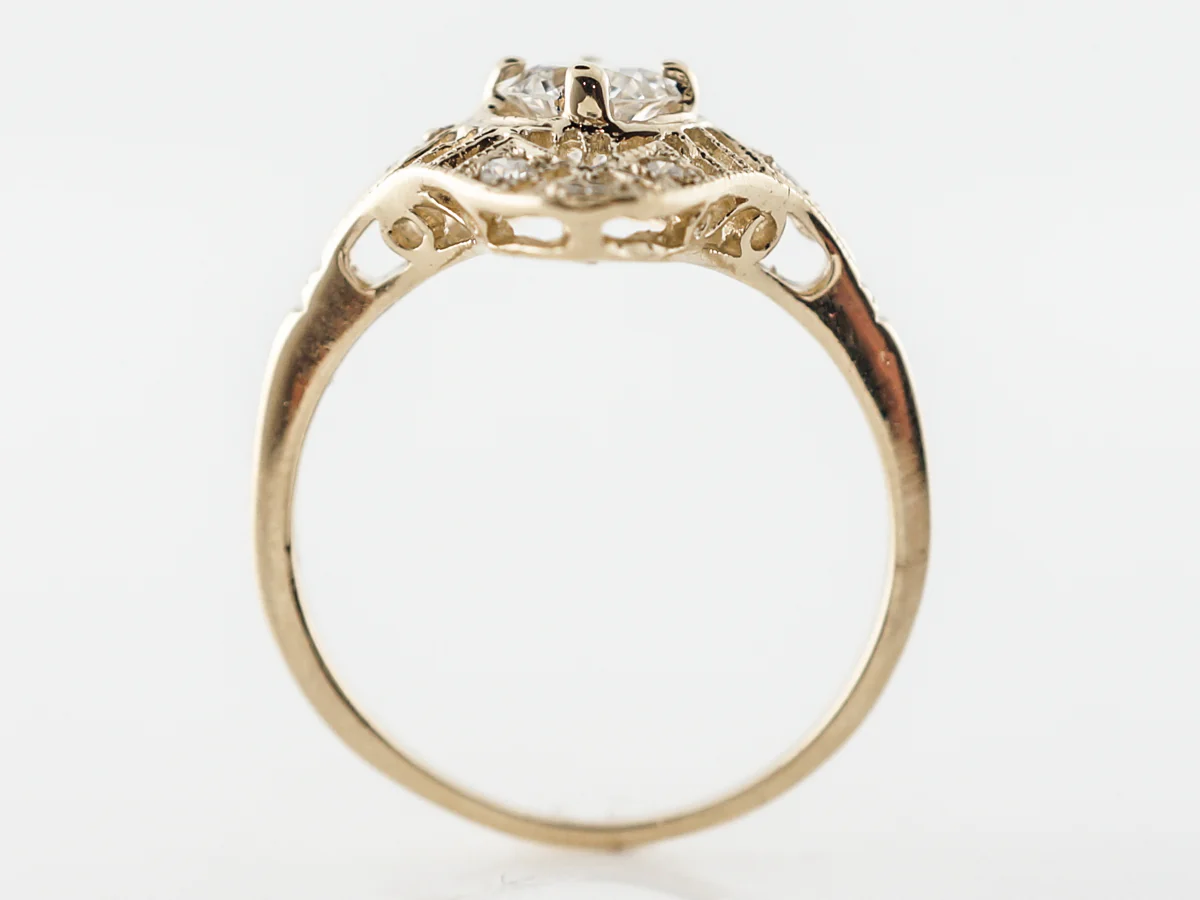 Vintage European Diamond Engagement Ring in Yellow Gold - Image 4