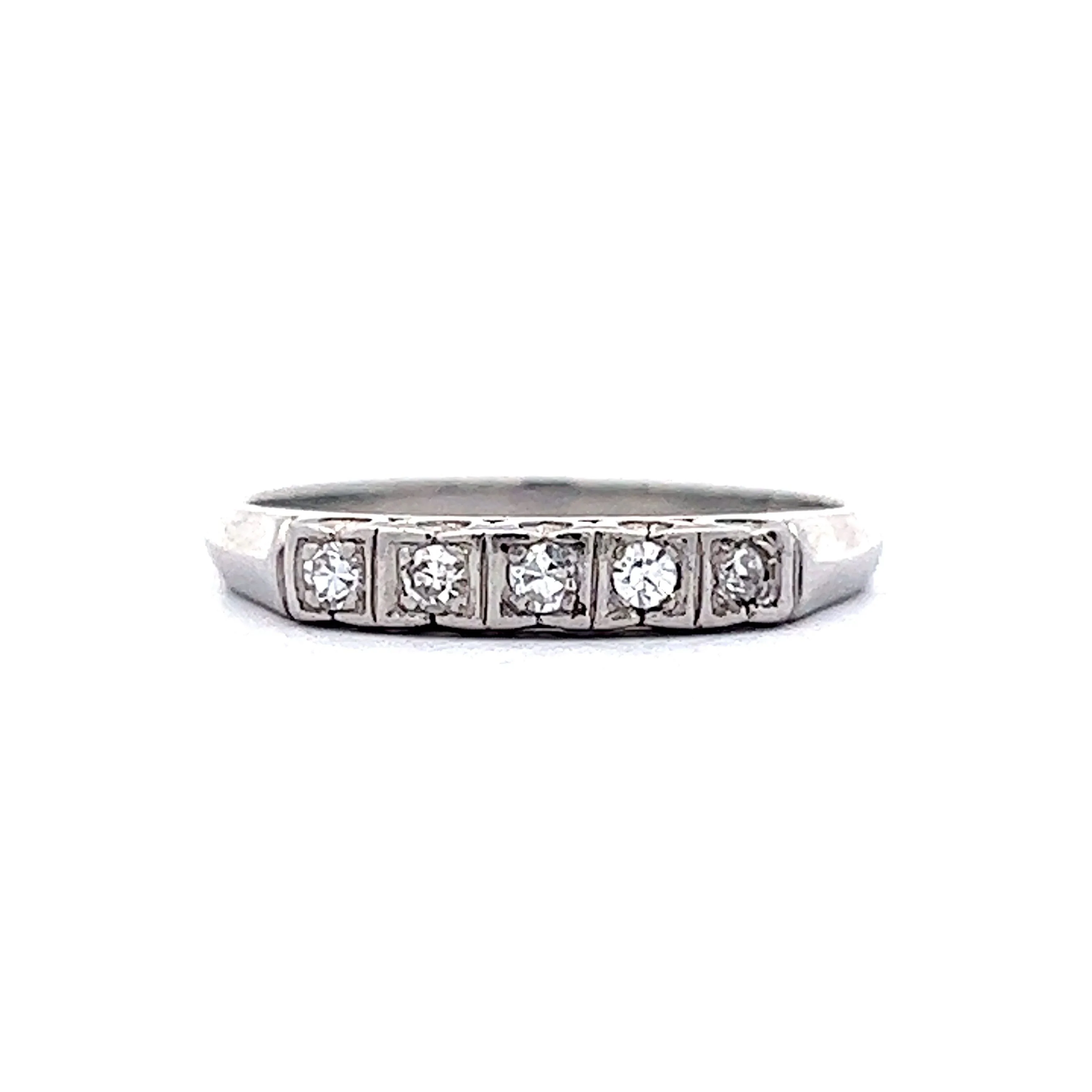 Vintage Five Stone Diamond Wedding Band in Platinum