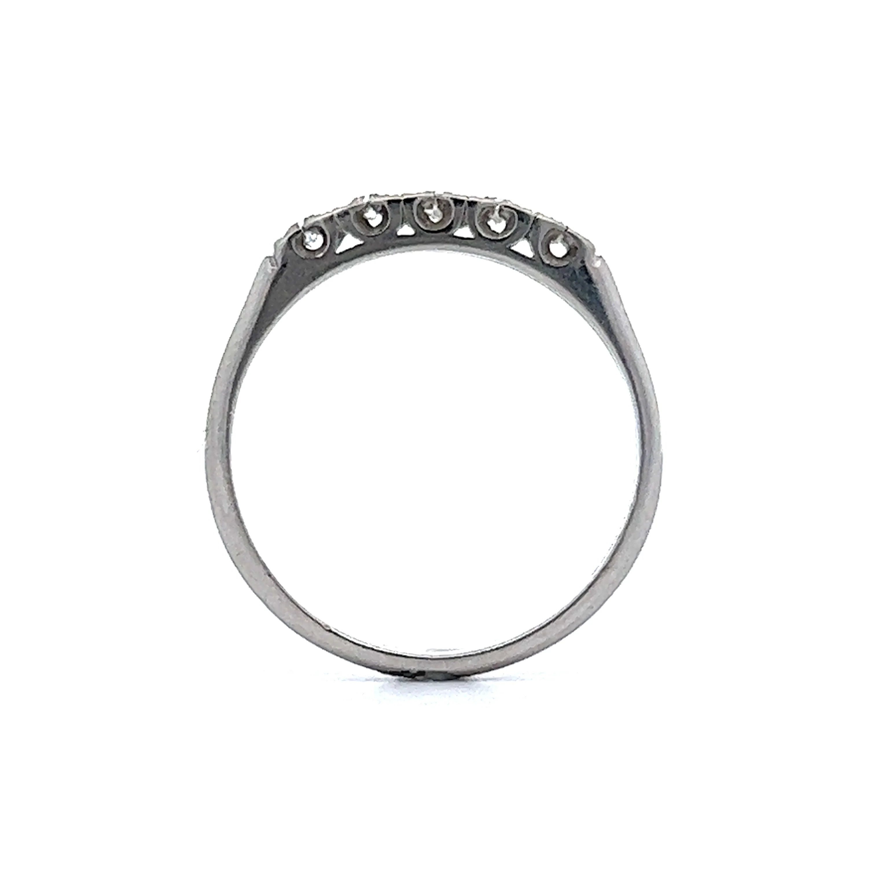 Vintage Five Stone Diamond Wedding Band in Platinum - Image 4