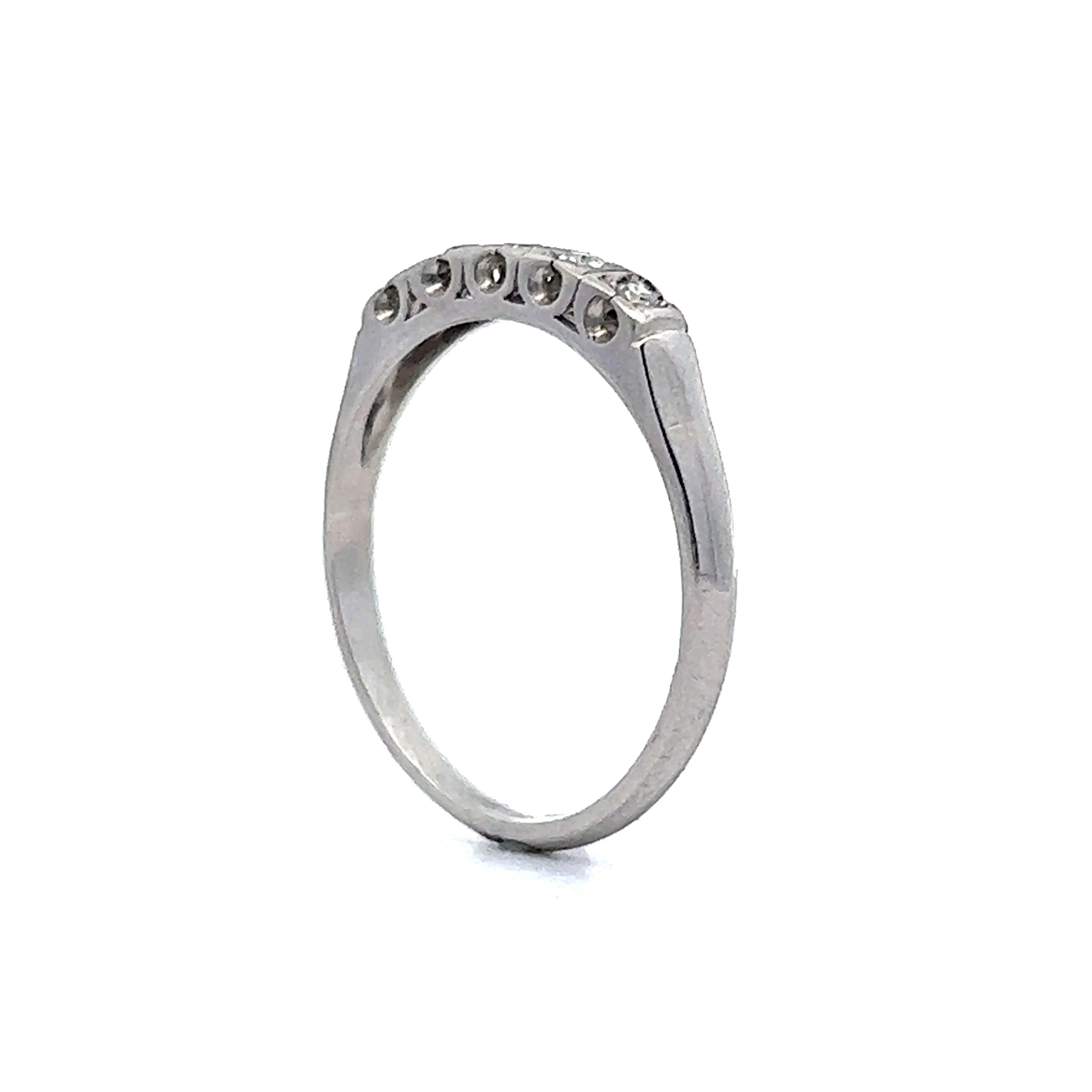 Vintage Five Stone Diamond Wedding Band in Platinum - Image 5