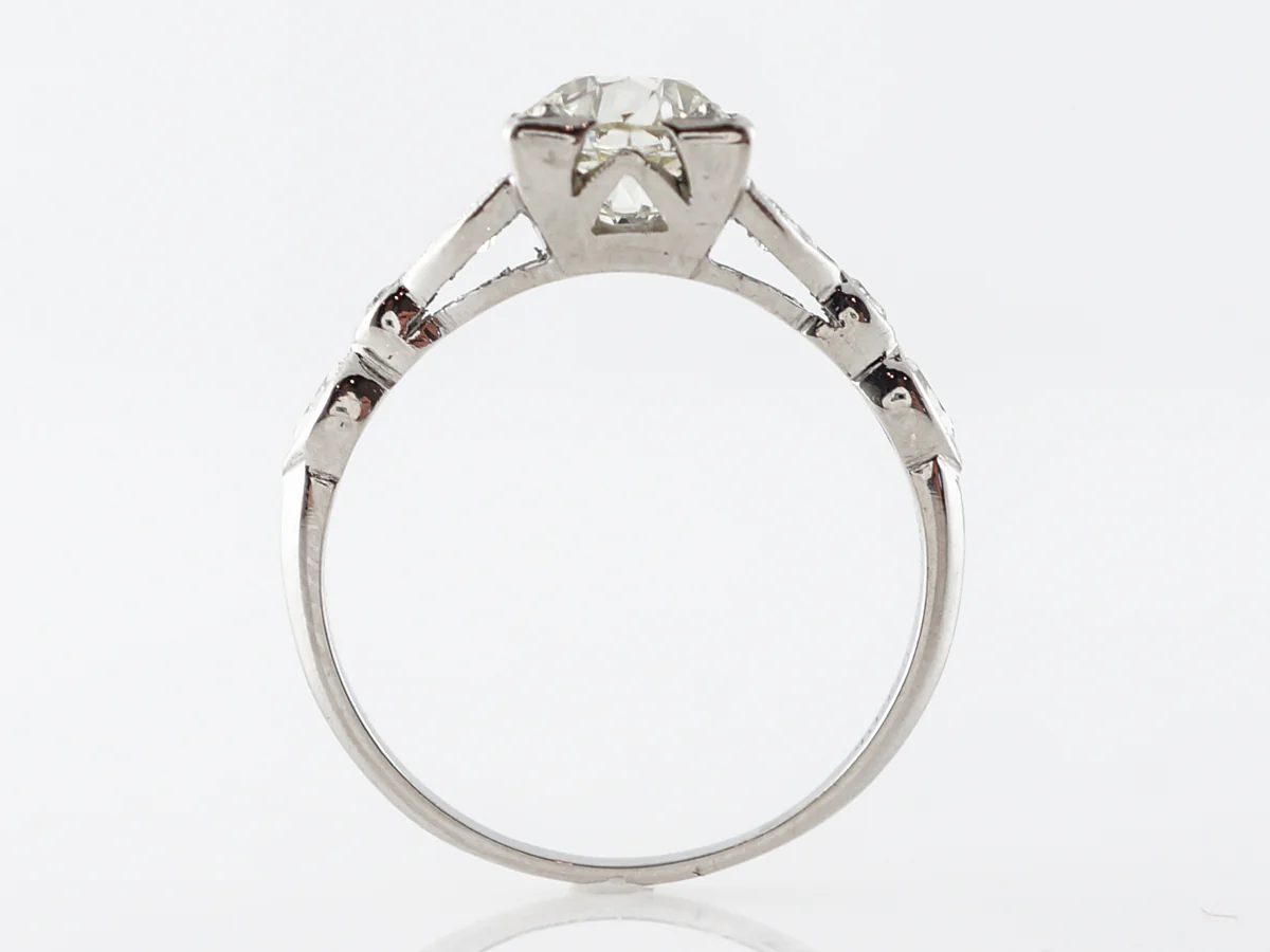 Vintage Floral Art Deco Diamond Engagement Ring in Platinum - Image 5