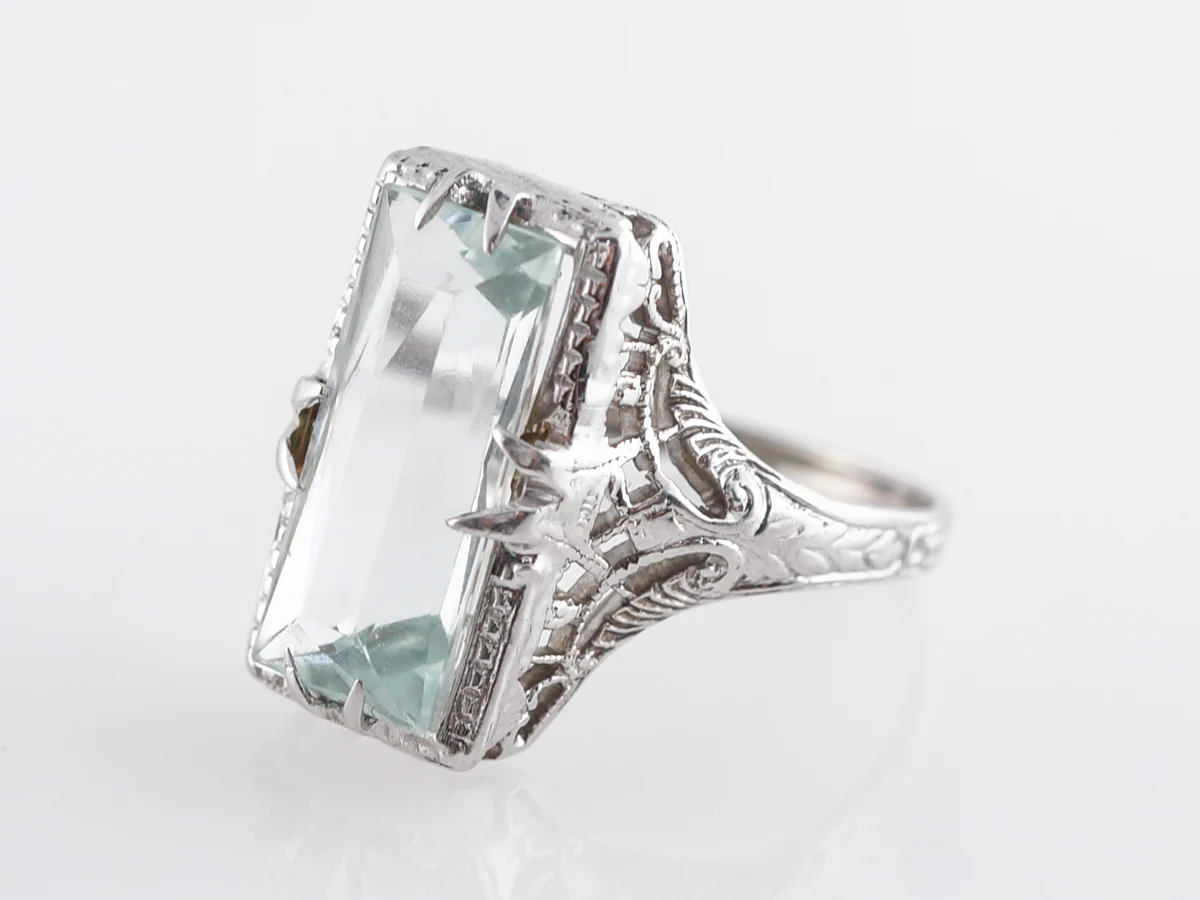 Vintage French Cut Aquamarine in 14k White Gold - Image 2