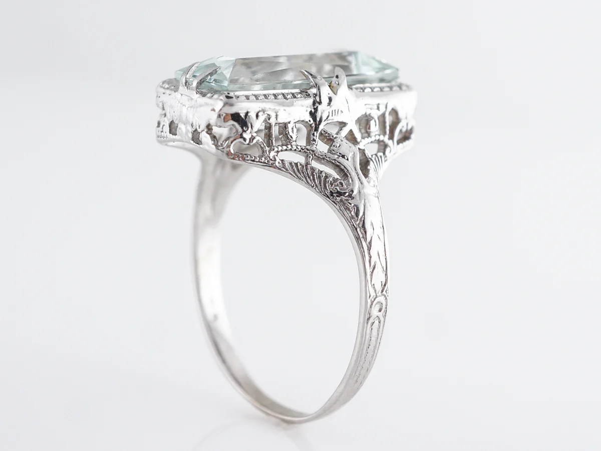 Vintage French Cut Aquamarine in 14k White Gold - Image 4