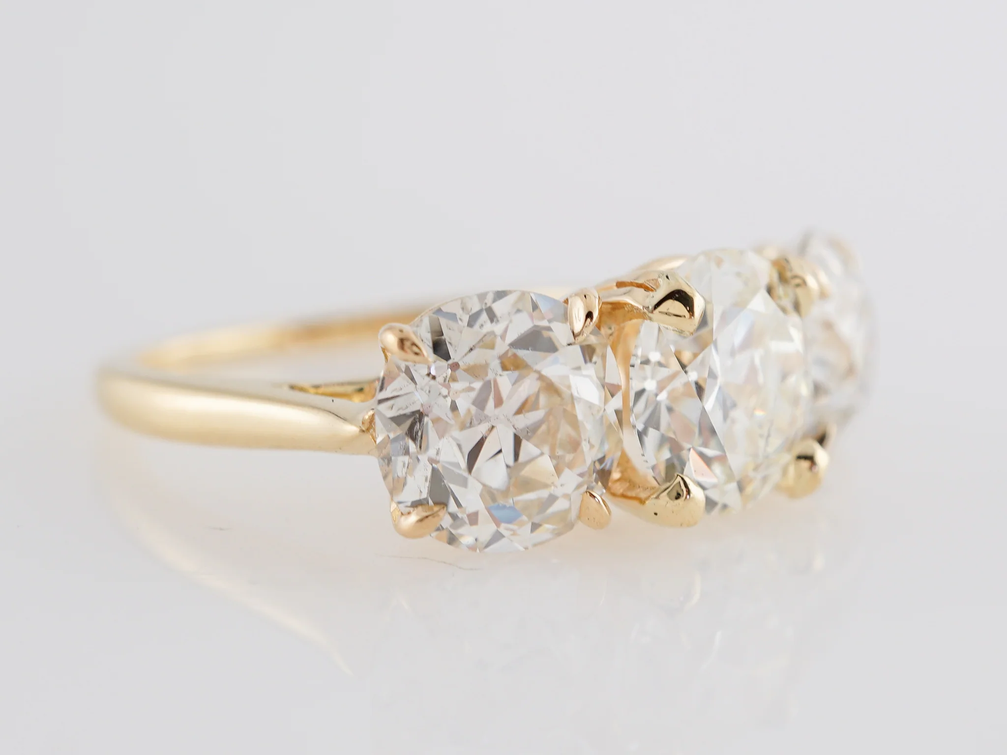Vintage Harry Winston Three Stone Diamond Engagement Ring 14k - Image 3