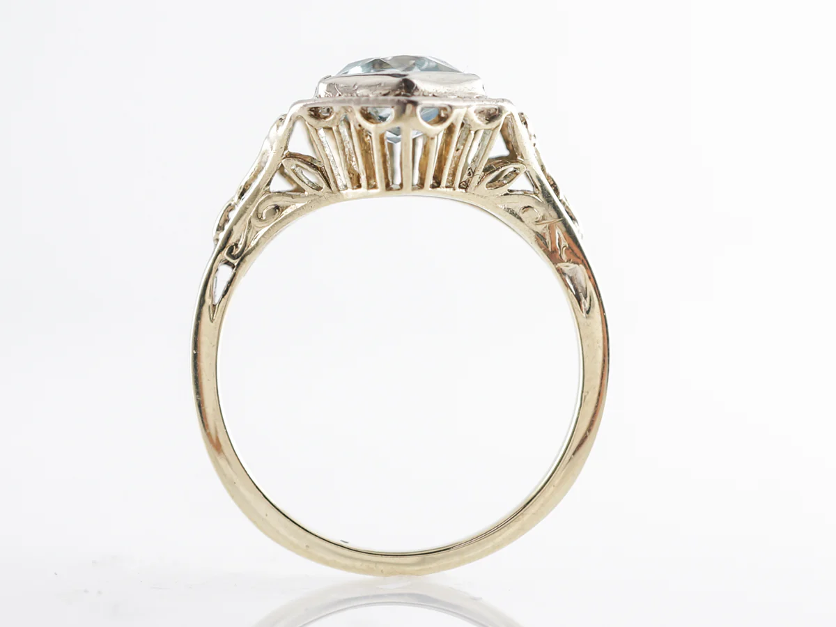 Vintage Hexagon Cut Aquamarine Ring 14k Yellow Gold - Image 4