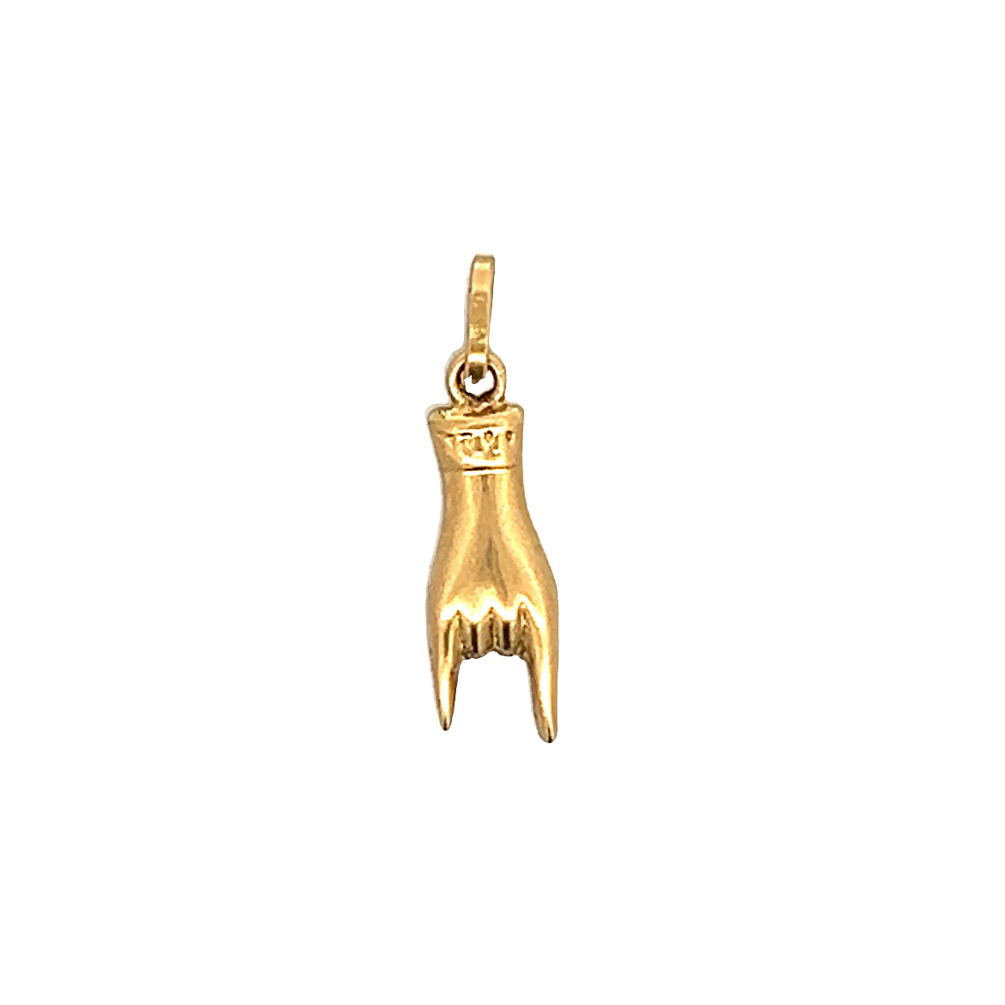 Vintage Horned Hands Charm Pendant in 14k Yellow Gold - Image 2
