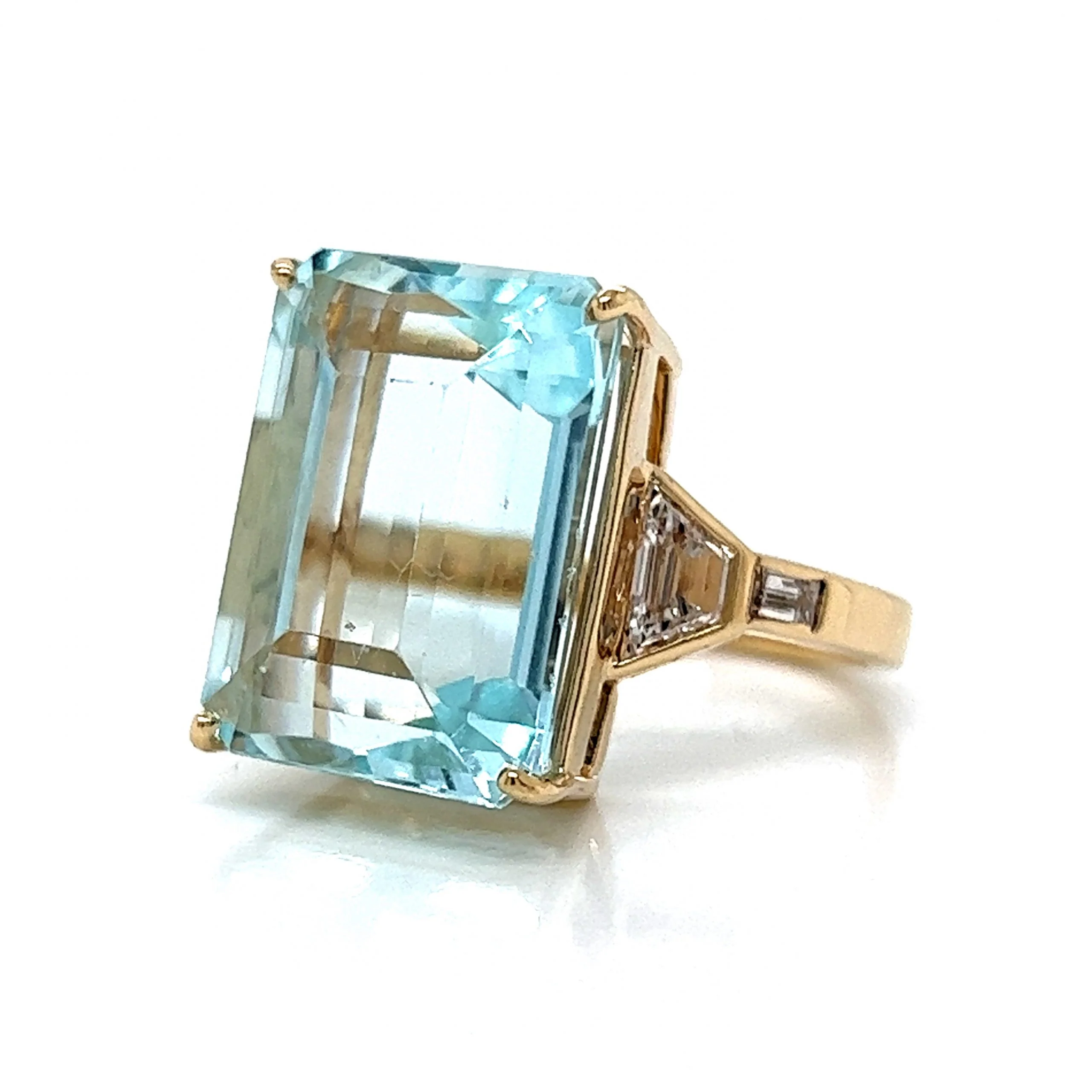 Vintage Inspired Aquamarine & Diamond Ring in 14k Yellow Gold - Image 2