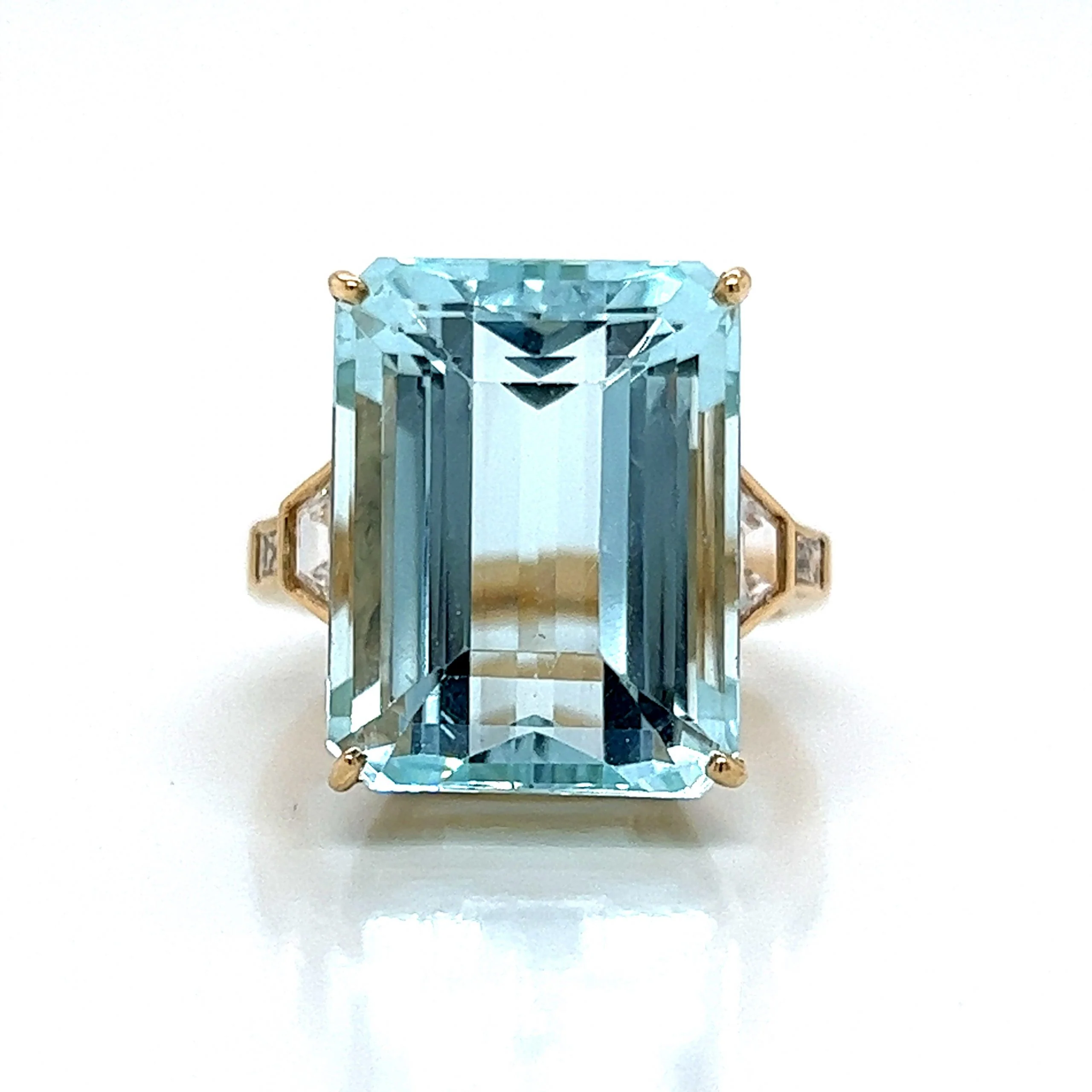 Vintage Inspired Aquamarine & Diamond Ring in 14k Yellow Gold - Image 4