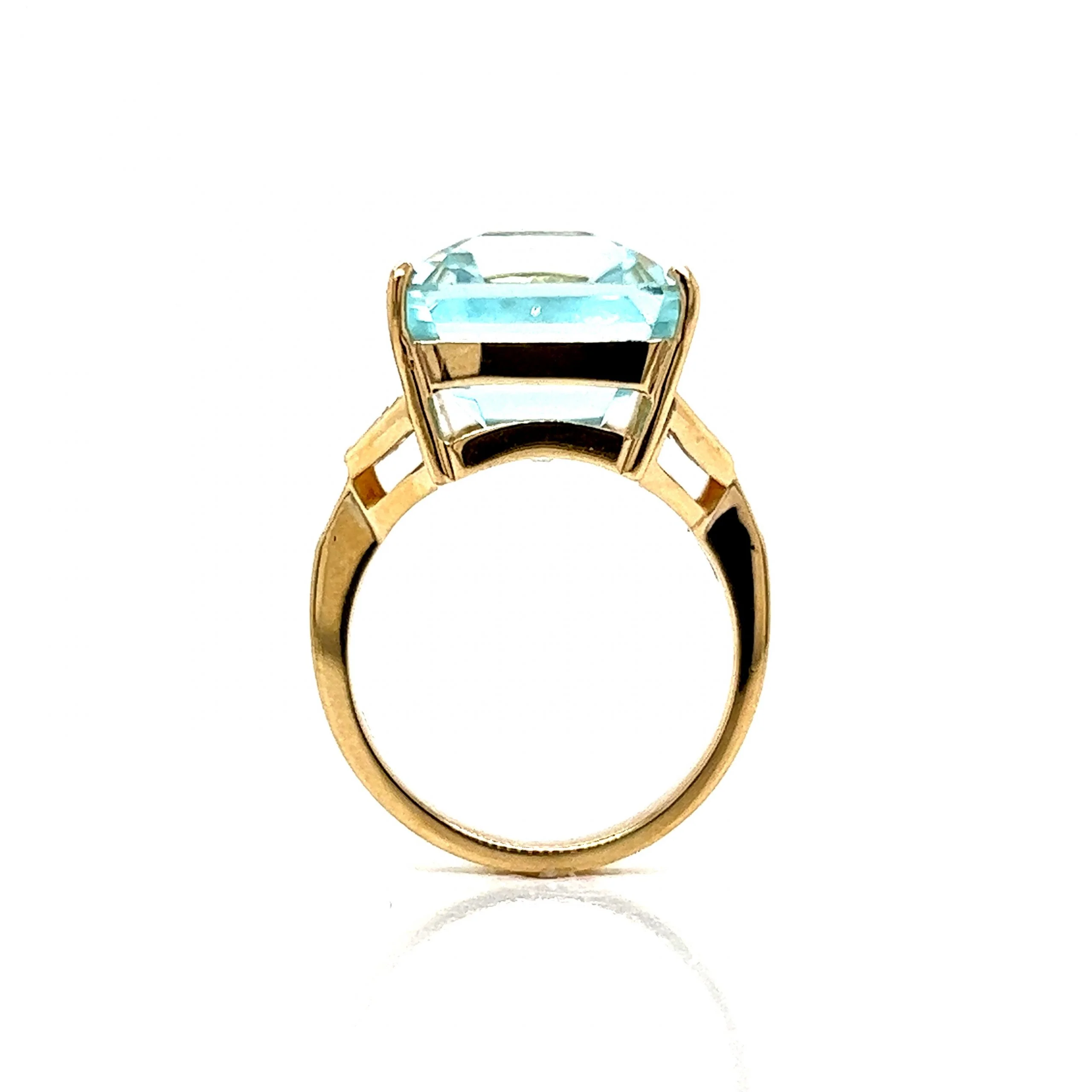 Vintage Inspired Aquamarine & Diamond Ring in 14k Yellow Gold - Image 5