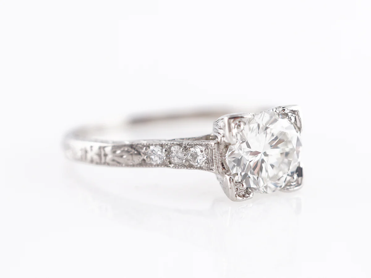 Vintage Inspired Brilliant Cut Diamond Engagement Ring Platinum - Image 3