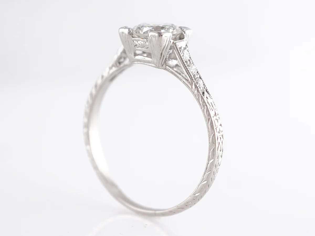 Vintage Inspired Brilliant Cut Diamond Engagement Ring Platinum - Image 4