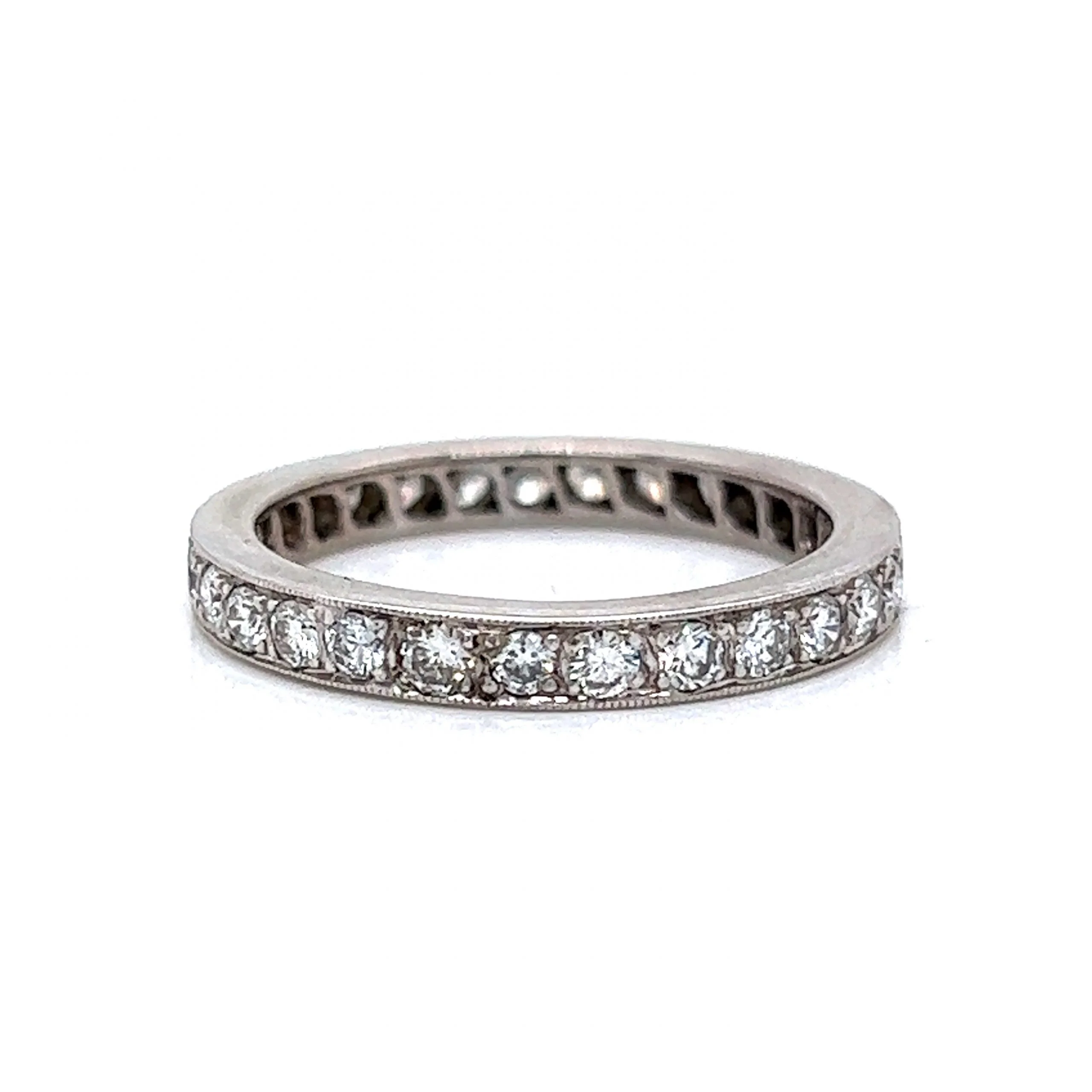 Vintage Inspired Diamond Eternity Band in 14k White Gold - Image 2