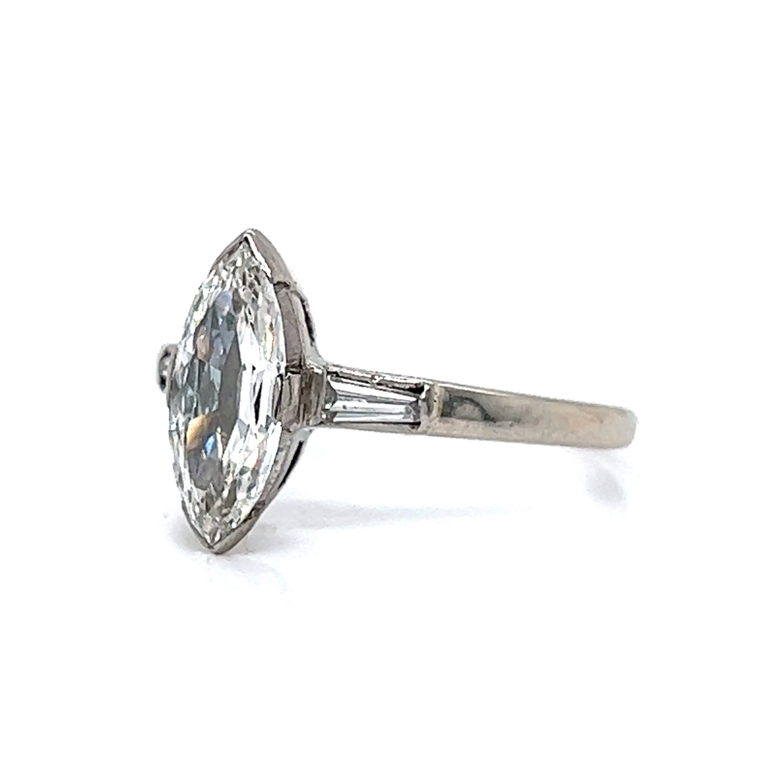 Vintage Inspired Marquise Diamond Engagement Ring in 14k - Image 2