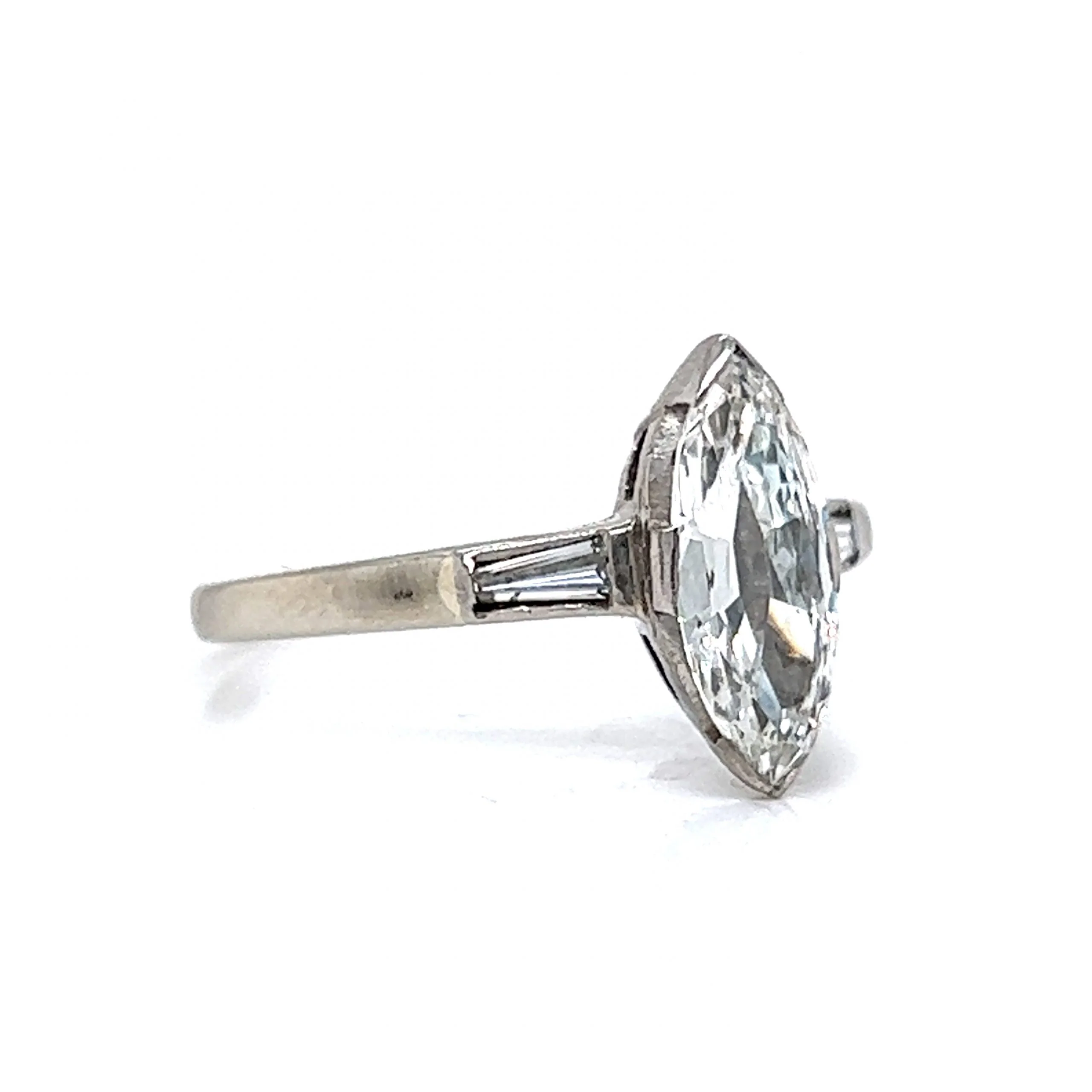 Vintage Inspired Marquise Diamond Engagement Ring in 14k - Image 3