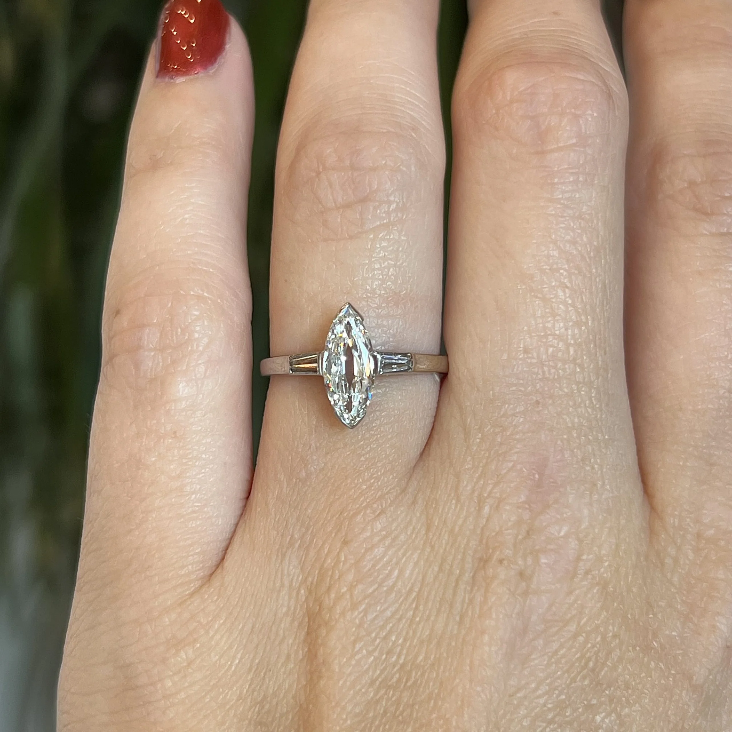 Vintage Inspired Marquise Diamond Engagement Ring in 14k - Image 6