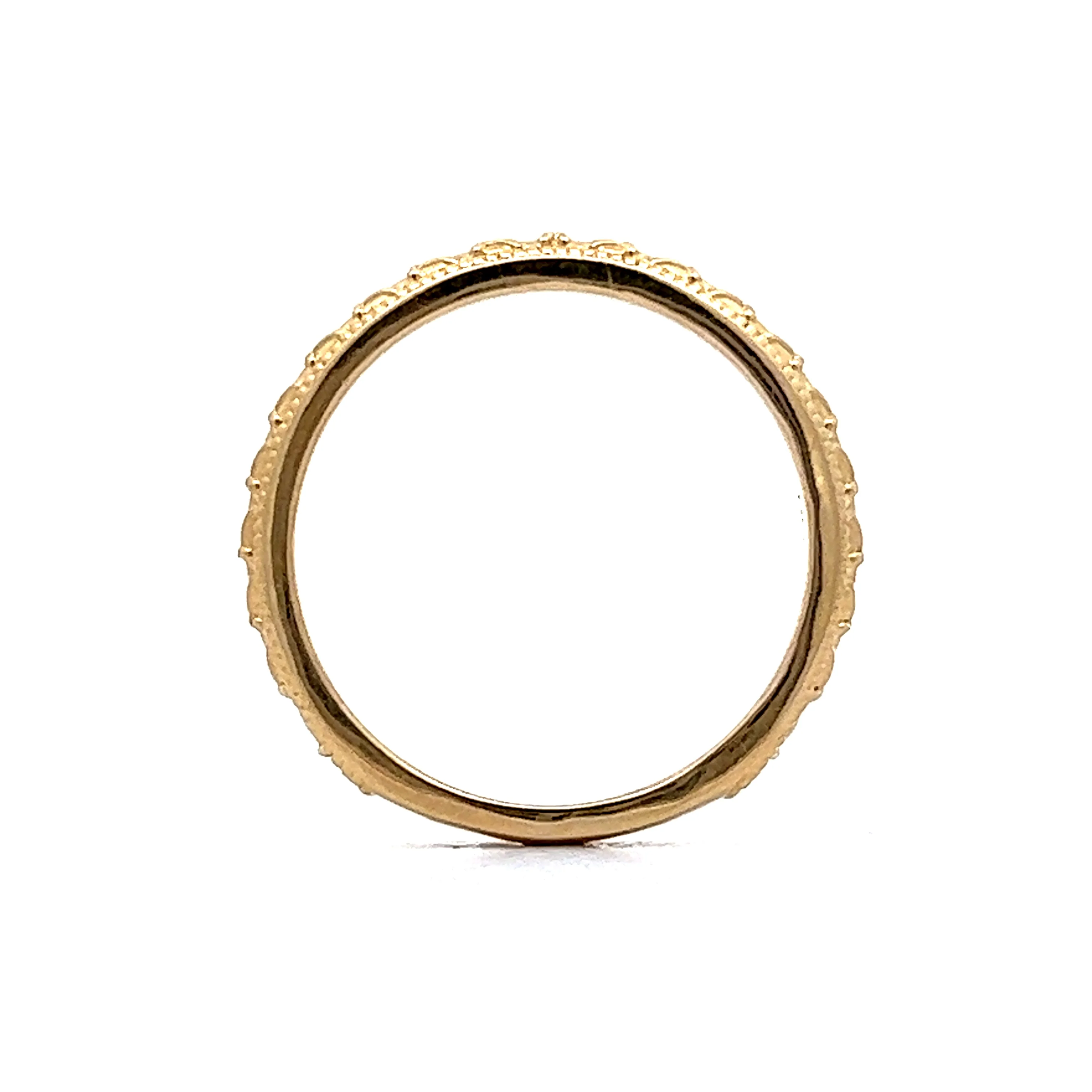 Vintage Inspired Textured Wedding Band in 14k Yellow Gold - Image 4